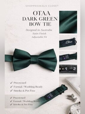 OTAA Dark Green Bow Tie Necktie Designed in Australia Formal